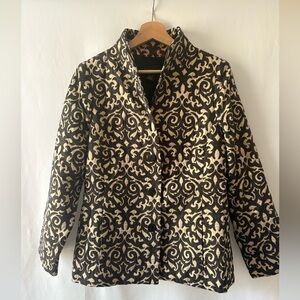 Nina Mclemore Blazer Jacket Black, Cream, goldPatterned Size 10